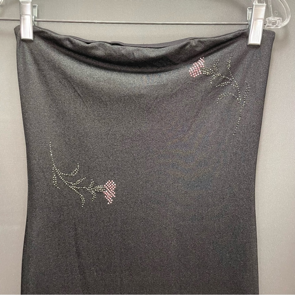 Vintage LE CHATEAU strapless slip dress with rhinestone flower design minimalist - Picture 16 of 16